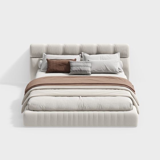 Stylish Low-Poly Bed 3D Model for Modern Interiors