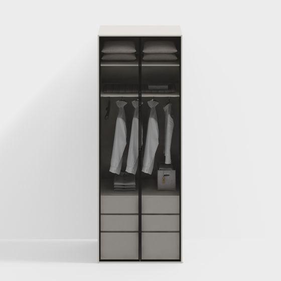 Black Modern Wardrobe 3D Model