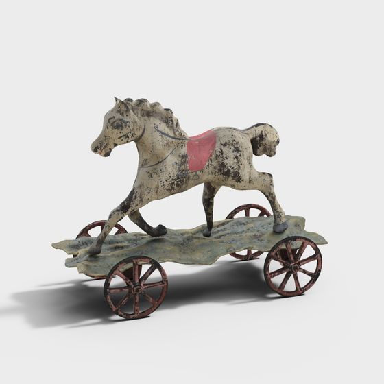 Vintage Antique Wooden Carousel 3D model