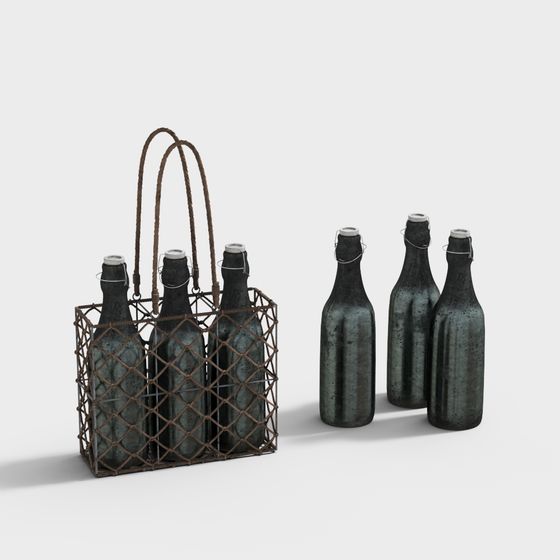 Charming Vintage Bottle Set 3D model