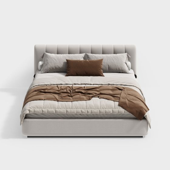 Elegant Minimalist Bed 3D model for Modern Interiors