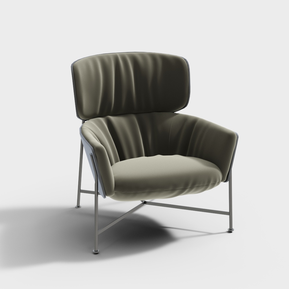 Urban Leisure Chair 3D Model – Low-Poly Leather Design