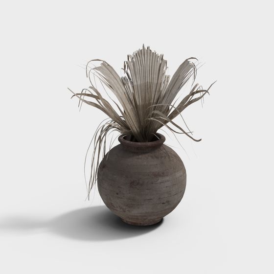 Rustic Vase with Hay 3D model