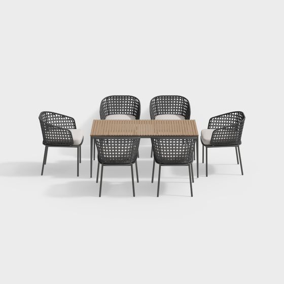 Elegant Outdoor Dining Table and Chairs 3D model