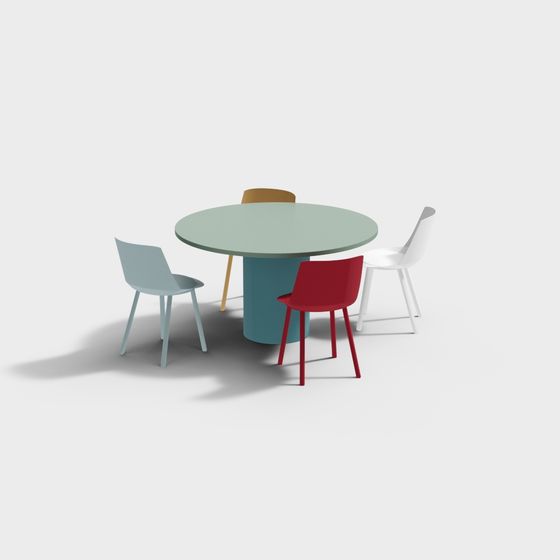 Colorful Round Table and Chair 3D model for Modern Interiors