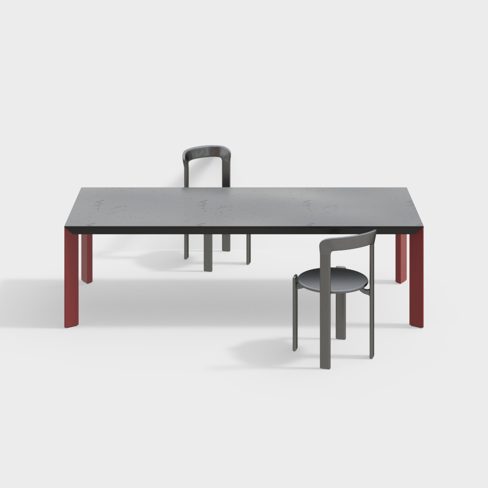 Concrete Dining Table and Chair Set – Low-Poly Modern Design