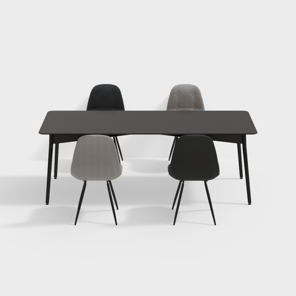 세련된 회색 식탁 및 의자 세트