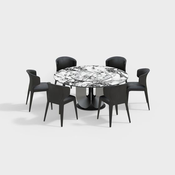 Stylish Round Table and Chairs Set 3D model for Modern Interiors
