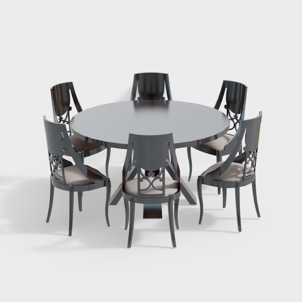 Southeast Asian Dining Table and Chair Combination