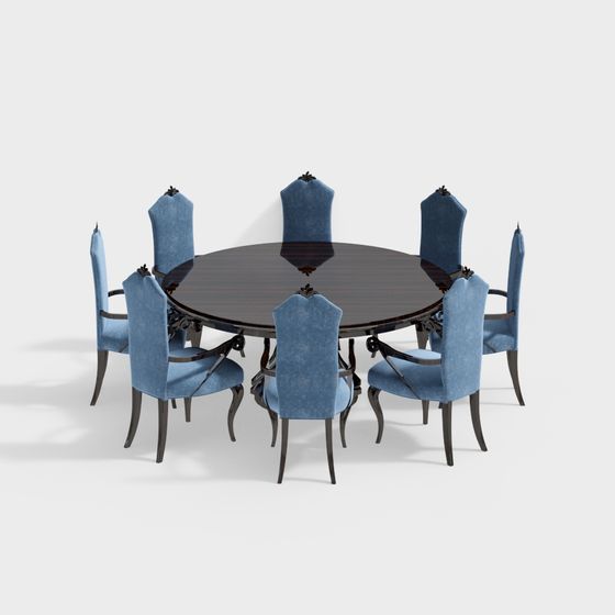 Elegant Round Table and Chairs 3D model