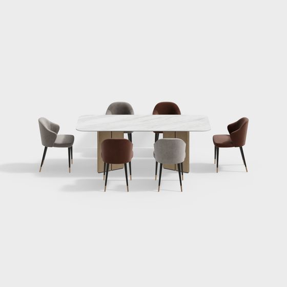 Stylish Dining Table and Chairs 3D model for Modern Spaces