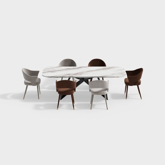 Urban Living Room Dining Table and Chairs Set 3D model