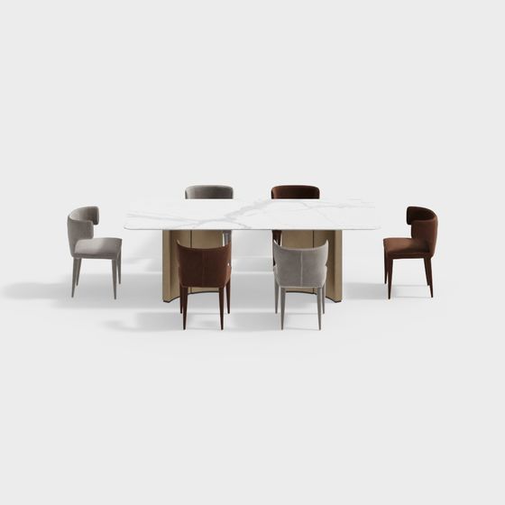 Elegant Dining Table and Chairs 3D model