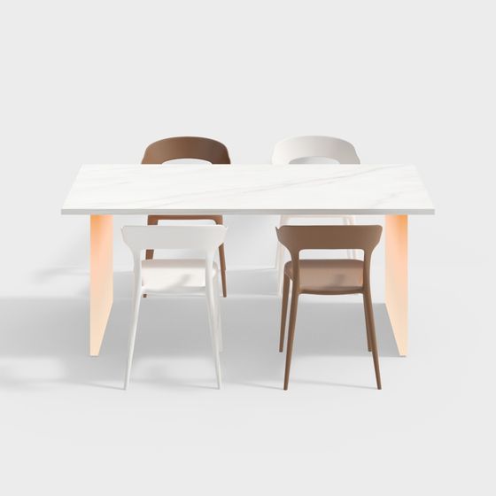 Stylish Dining Table and Chairs 3D model