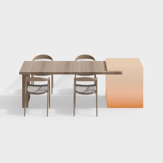 Urban Corner Dining Table and Chairs 3D model