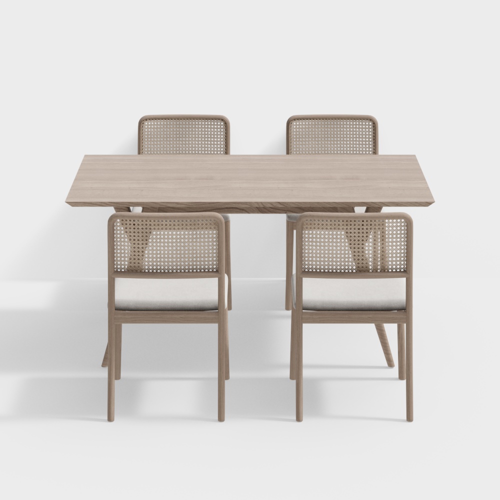 미니멀리스트 일본 스타일 식탁 및 의자 세트