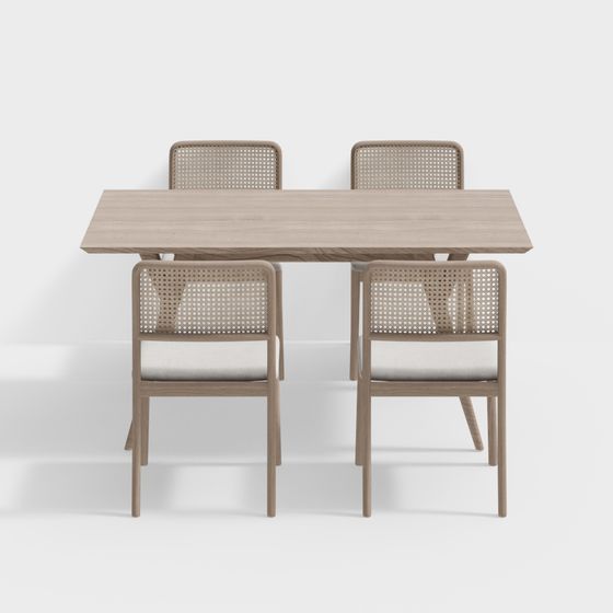 미니멀리스트 일본 스타일 식탁 및 의자 세트