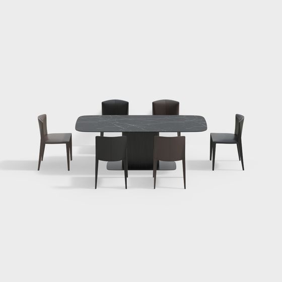 Urban Dining Table and Chair Set 3D model