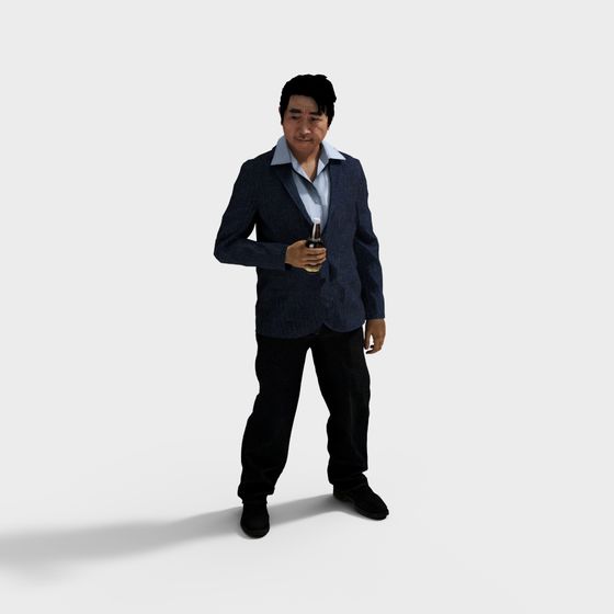 Businessman 3D model with Beer Bottle