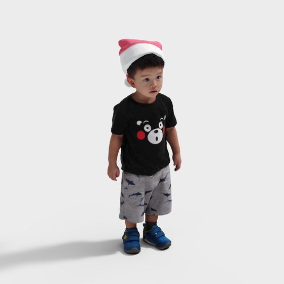 Charming Low-Poly 3D Model of a Playful Boy