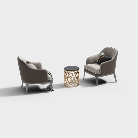 Urban Lounge Chair and Side Table Set 3D model