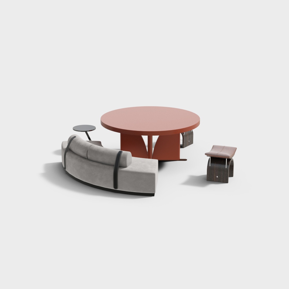 Urban Living Room Set 3D Model – Modern Interior Furniture
