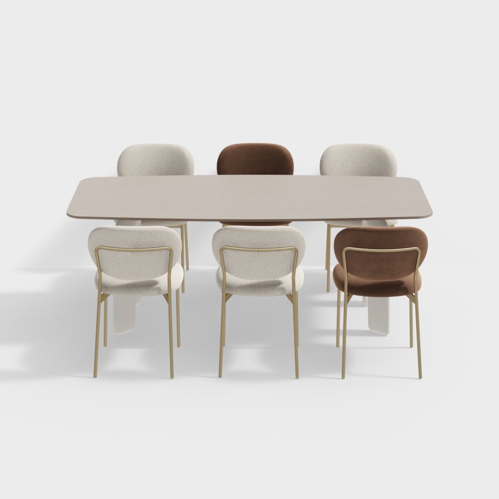 Modern Cream Style Dining Table and Chair