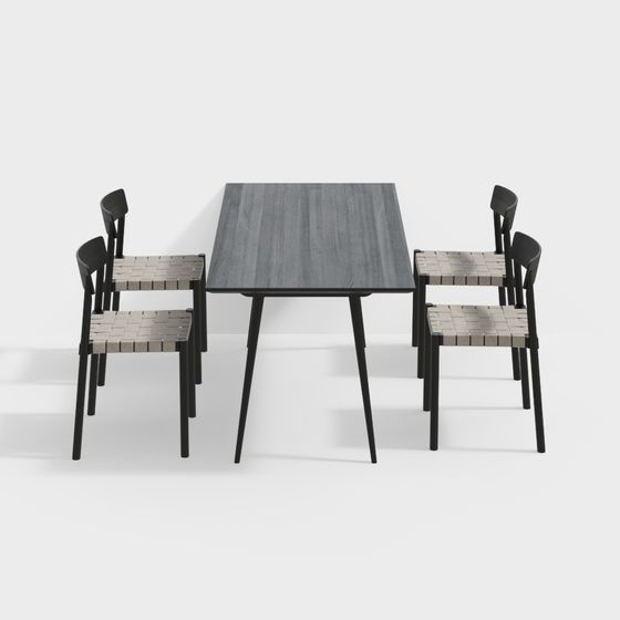 Modern Low-Poly Dining Table and Chairs 3D model