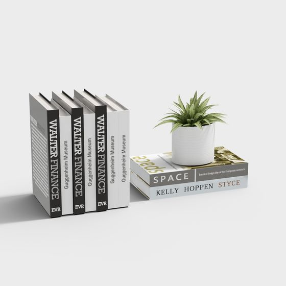 Bookshelf with Plant 3D model