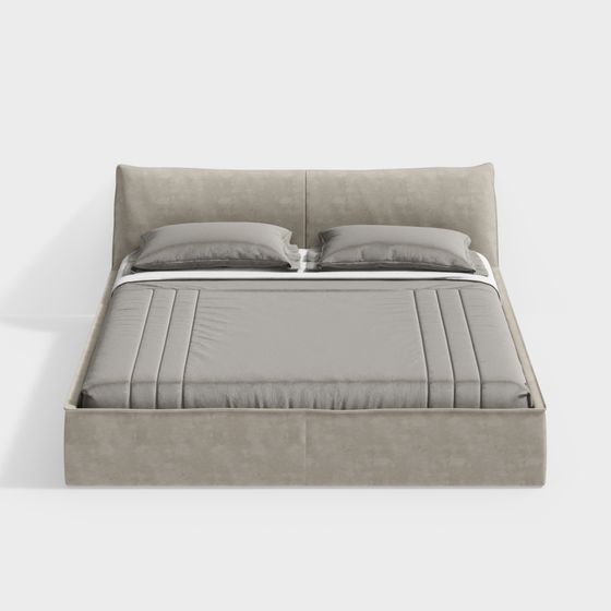 Stylish Minimalist Bed 3D model for Contemporary Spaces