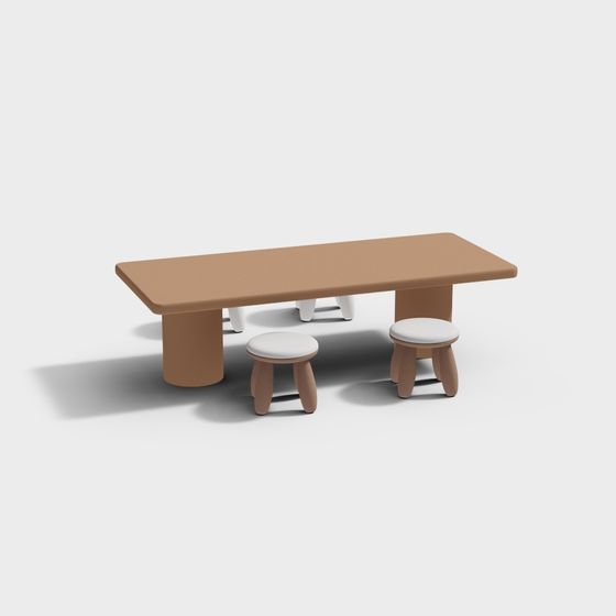 Cozy Small Table and Chair Set 3D model