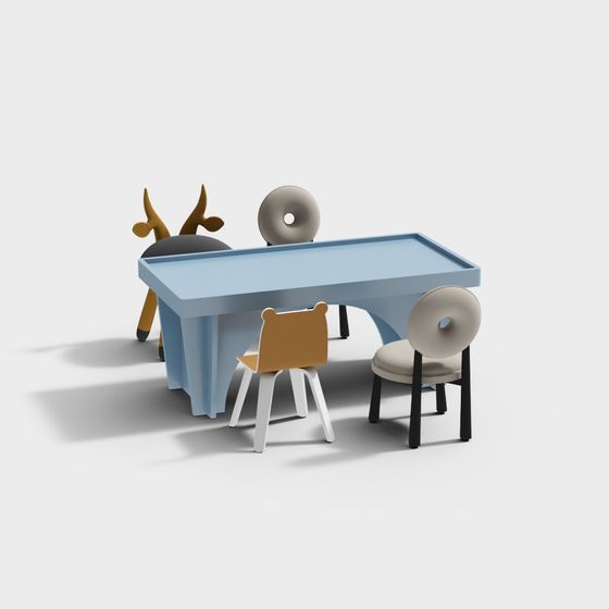 Urban Relaxation Table and Chair Set 3D model for Modern Spaces