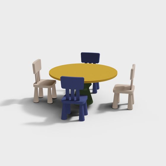 Playful Kids Table and Chair Set 3D model
