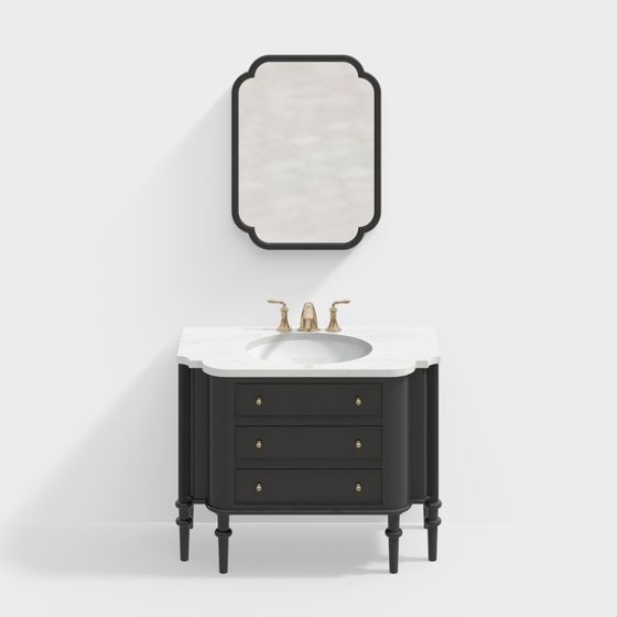 Elegant Low-Poly Bathroom Cabinet 3D model