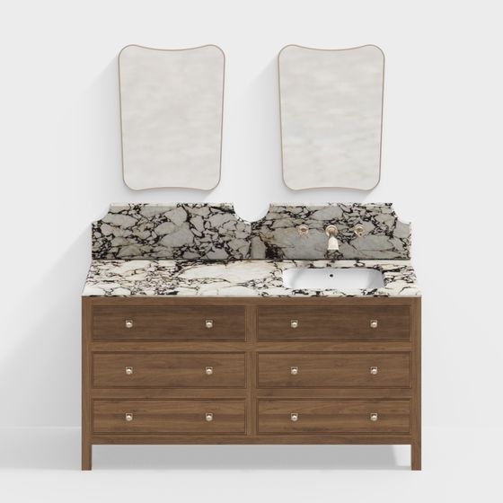 Elegant Marble Vanity 3D model for Modern Bathrooms