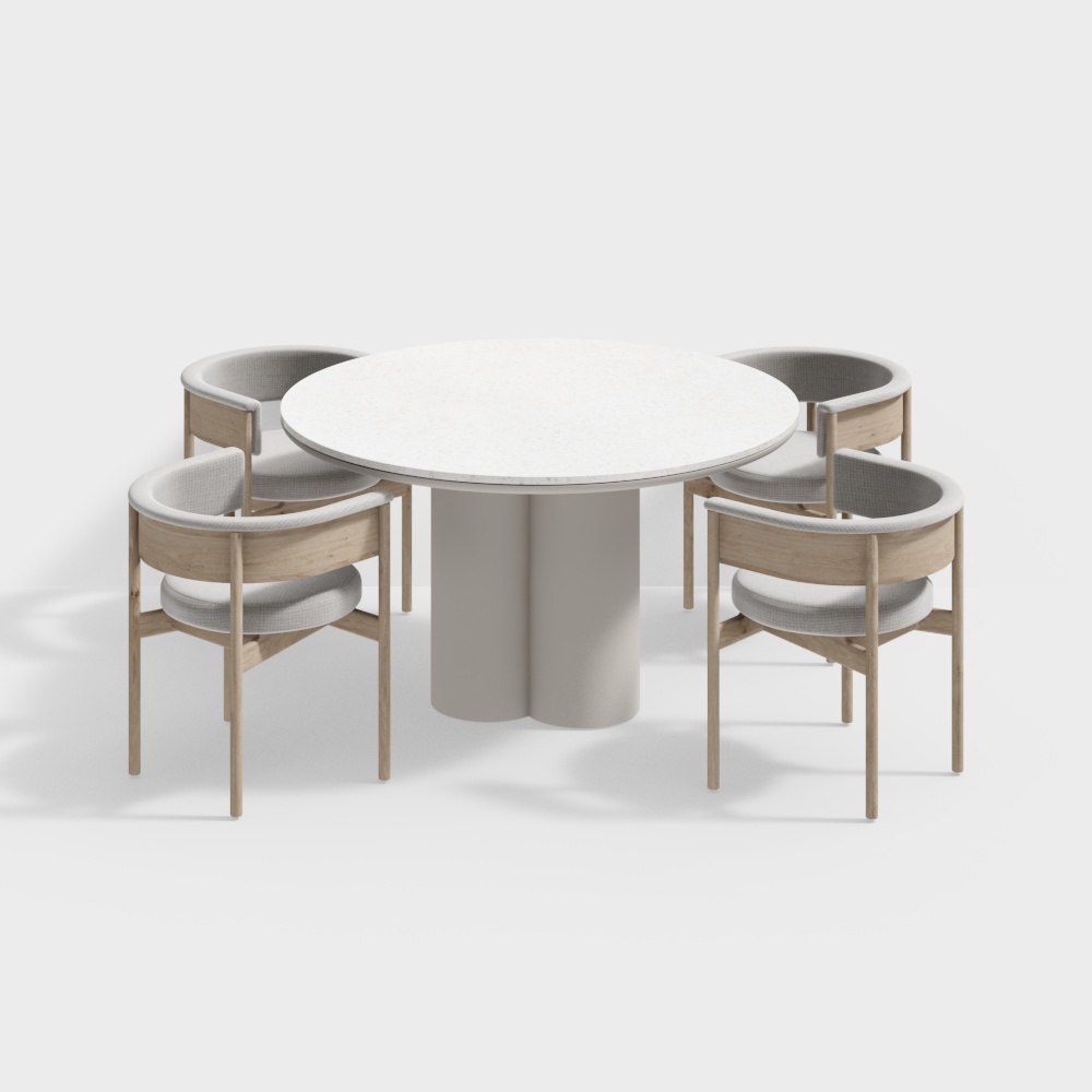 Creamy Style Dining Table and Chair Set