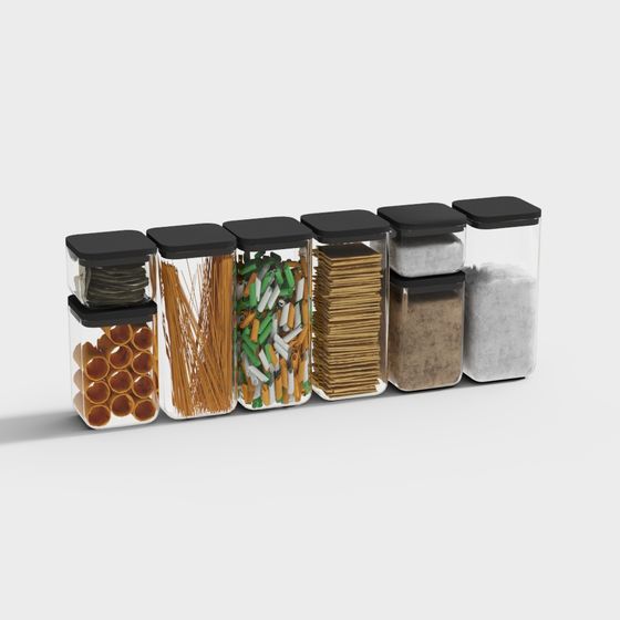 Stylish Storage Jar Set 3D model