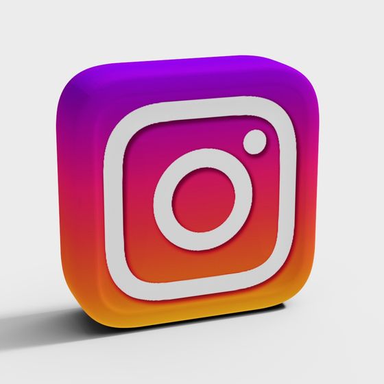 Low-Poly High-Detail Instagram Logo 3D Model