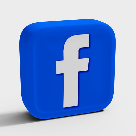 Square F Low Polygon Icon 3D Model