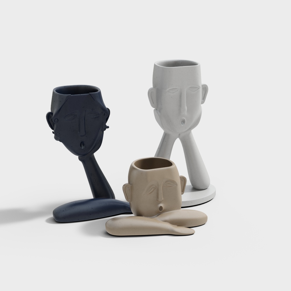 Stylish Face Vase 3D model for Creative Projects