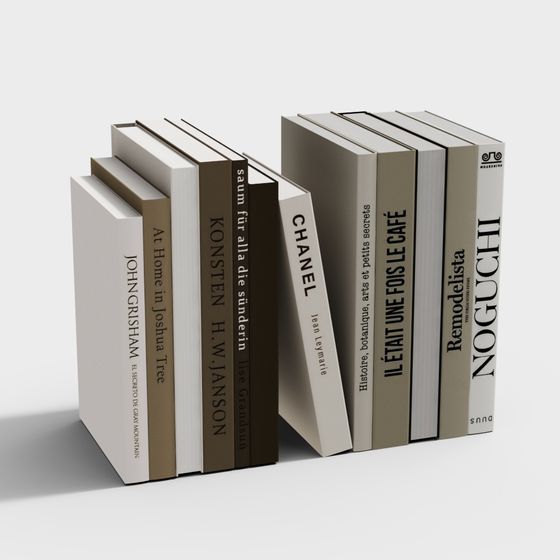 Modern Gray Books 3D Model for Decorative Use