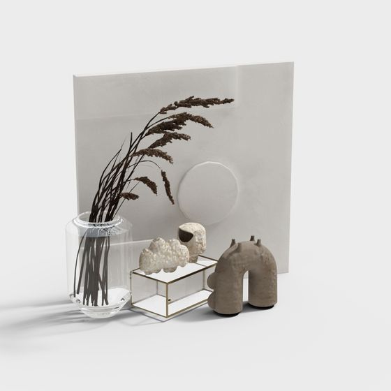 Gray Decorative Painting Set 3D Model