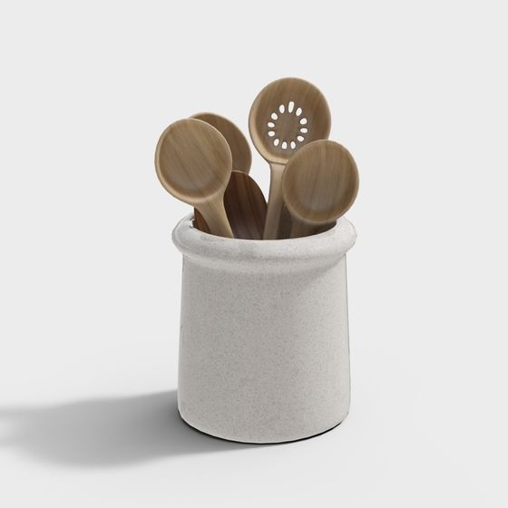 Wooden Spoon Storage Jar 3D model for Kitchen