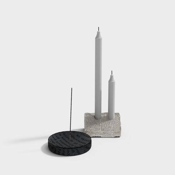 Minimalist Candle Holder Set 3D model for Various Designs