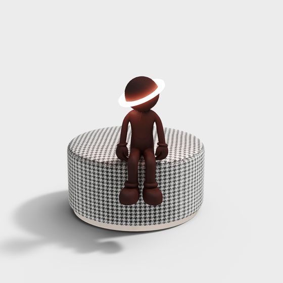 Cartoon Character on Cylindrical Seat 3D model for Creative Spaces