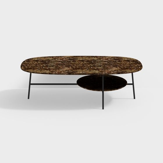 Stylish Oval Marble Coffee Table 3D model