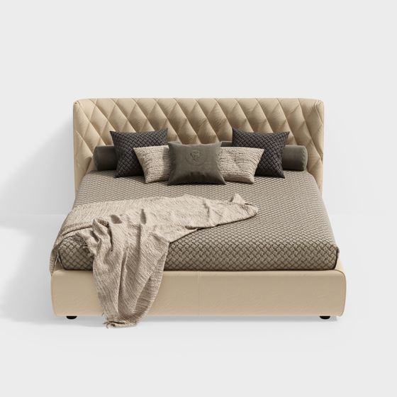 Elegant Low-Polygon 3D Bed Model Design