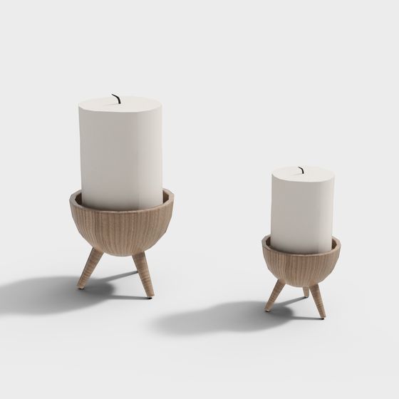 Elegant Low Poly Candle Holder 3D Model for Modern Interiors