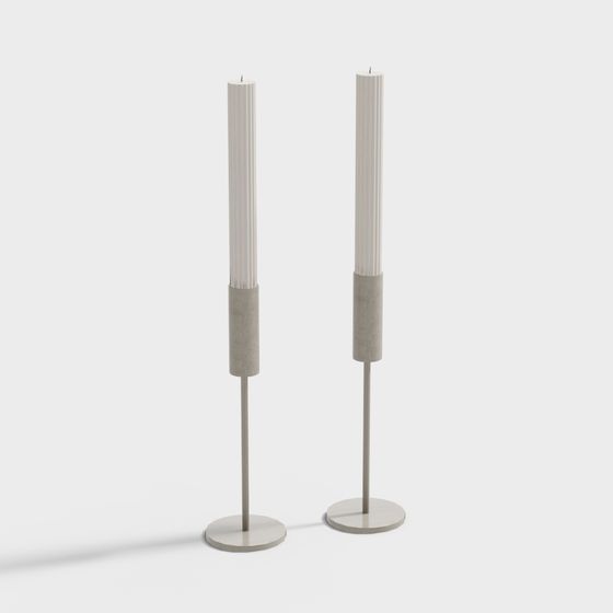 Elegant Low-Polygon Candle Holder Set 3D model