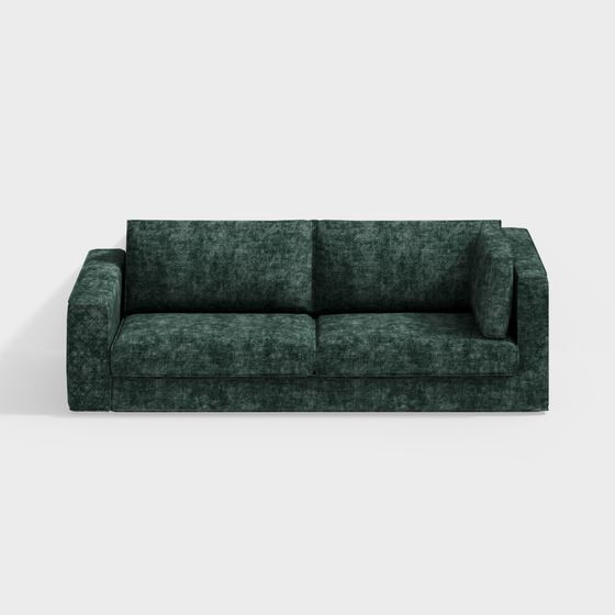 Stylish Low-Polygon 3D Sofa Model in Deep Green